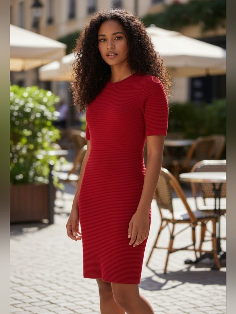 🍁SALE🍁 Torn by Ronny Kobo Burgundy Red Ribbed Knit Hourglass Bodycon Dress - Picture 2 of 11